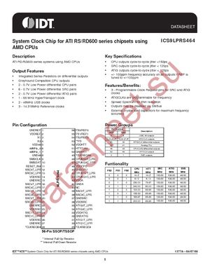 ICS9LPRS464AGLF datasheet  